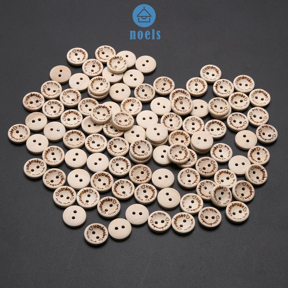 Set 100 Nút Gỗ Hình Trái Tim Làm Đồ Thủ Công