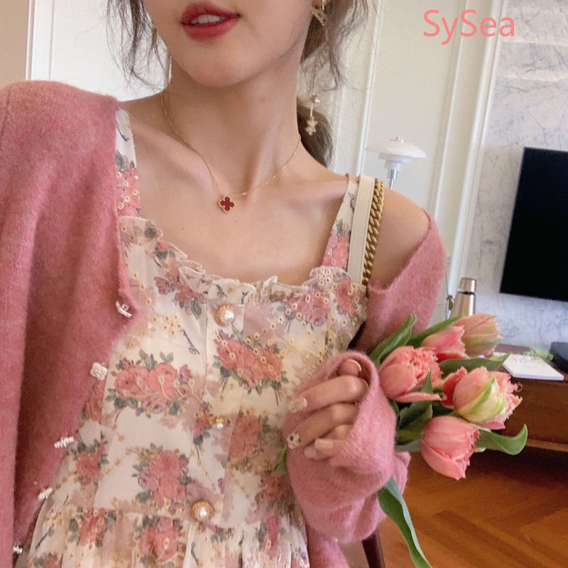 Đầm chiffon dây phối hoa dễ thương dành cho nữ | BigBuy360 - bigbuy360.vn