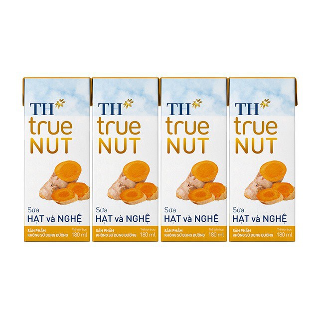 Lốc 4 hộp Sữa Hạt và Nghệ TH true NUT 180 ml