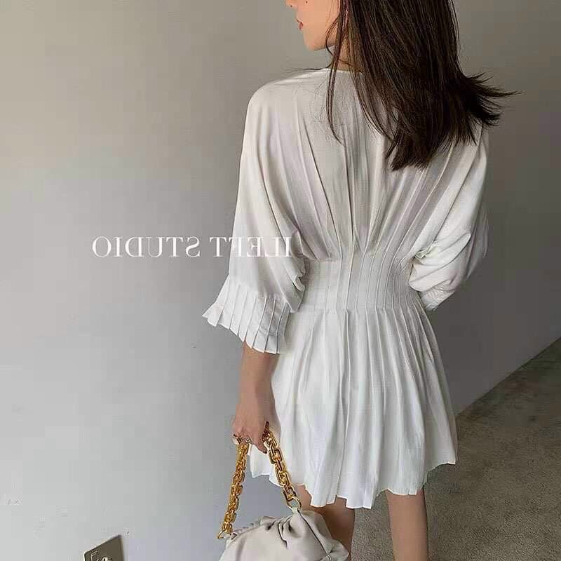 ĐẦM XINH KIO DRESS form chuẩn tay lỡ thiết kế cho các nàng dự tiệc phần xếp li tinh tế