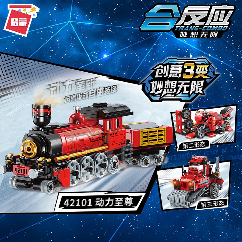 Đồ chơi lắp ráp Xe lửa Tàu hỏa 3 trong 1 - Enlighten 42101 Xếp hình thông minh 305 mảnh ghép - Train