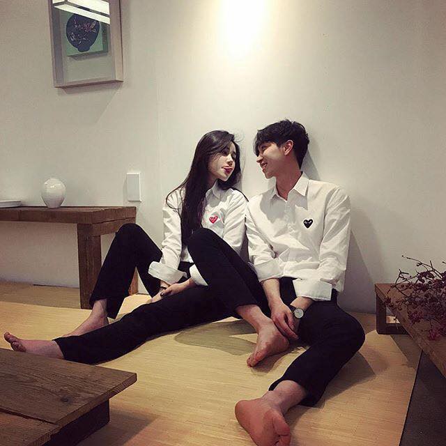 áo sơ mi tim tay dài couple