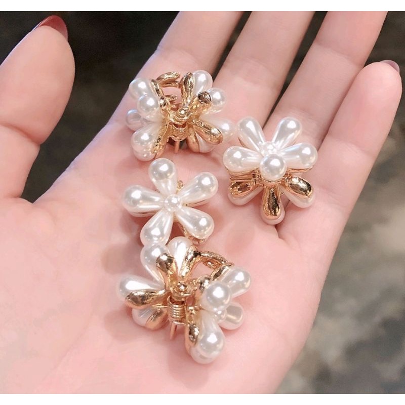 Kẹp Tóc càng cua Mini Đính Ngọc Trai nhân tạo Xinh Xắn Phong Cách Hàn Quốc Lh0917399527