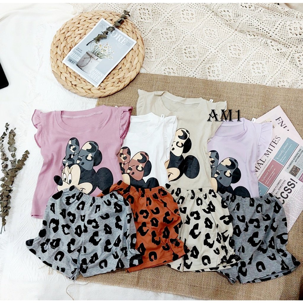 Bộ cộc tay bé gái từ 8kg đến 18kg, bộ quần áo cánh tiên Mickey AM941