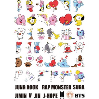36 Hình dán Sticker BTS BT21 Xu102 dán Điện thoại dán Máy tính