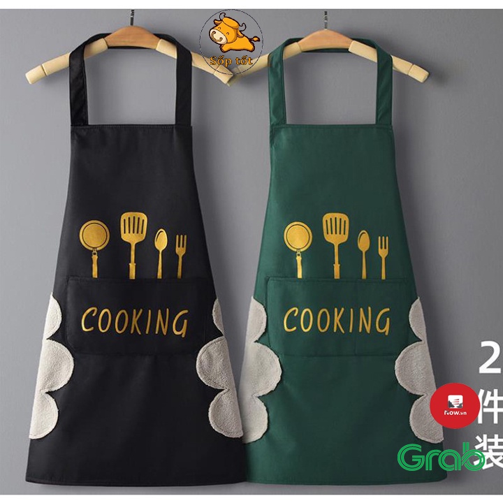 Tạp dề chống thấm nước Cooking, nấu ăn nhà bếp, có túi đựng và lau tay tiện lợi