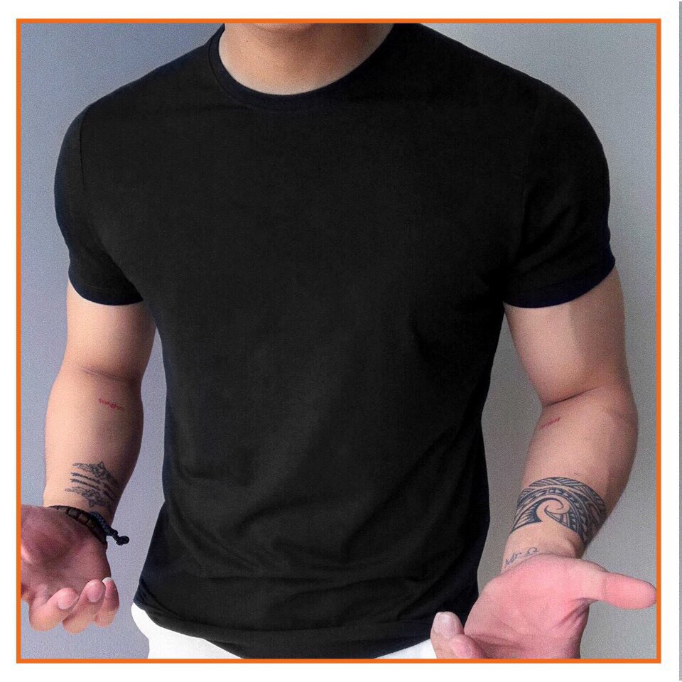 &lt;FREE SHIP&gt; Áo thun trơn ngắn tay không cổ vải cotton co giãn