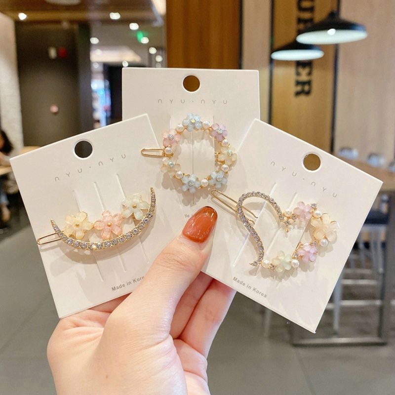 Net Korea Dongdaemun Crystal Hair Clip Side Clip Girly Korean Style Geometric Clip Bangs Clip Ladies Accessories Fashion Accessories Temperament Headdress