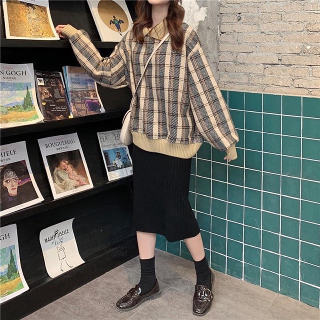 Áo len kẻ xinh