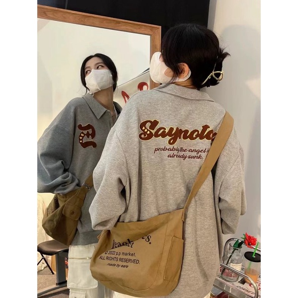 Áo Thun Polo Dáng Rộng In Chữ Waffle Cao Cấp Thời Trang Mùa Thu Mới Dành Cho Bạn Nữ