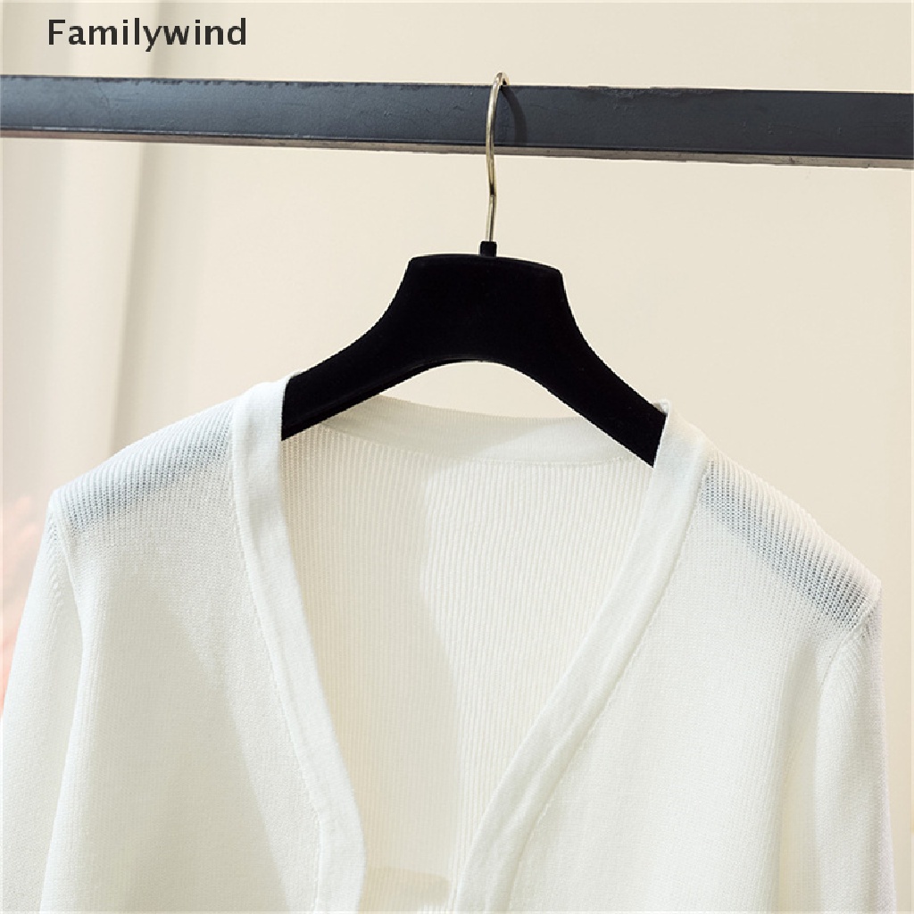 Familywind &gt; Áo Khoác Cardigan Màu Trơn Thoáng Khí Phong Cách Hàn Quốc Dễ Phối Đồ Cho Nữ