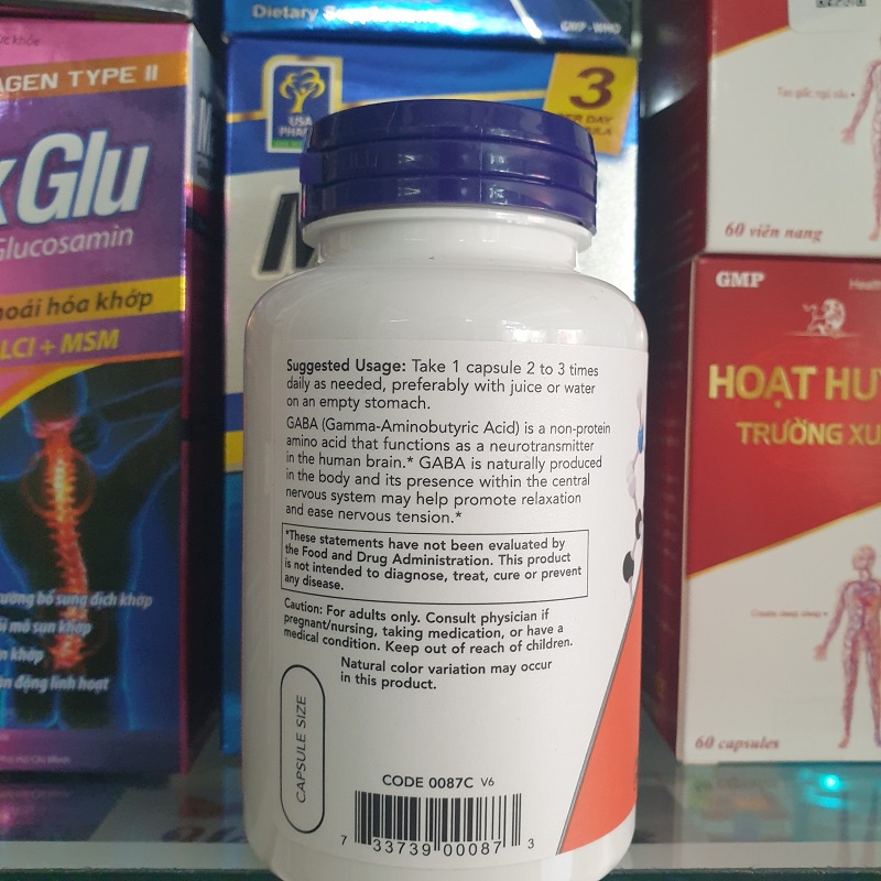 VEGAN - Viên uống bổ não và hỗ trợ giảm stress GABA 500mg 100 viên của Mỹ
