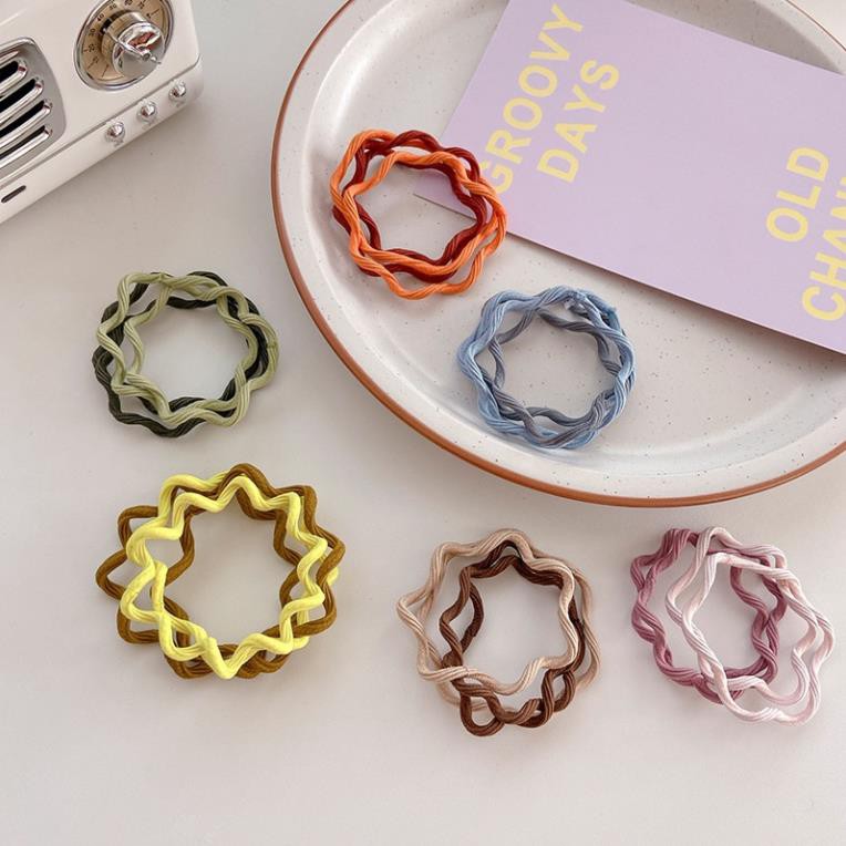 Dây buộc tóc SOLANO dây chun buộc tóc nhiều màu phong cách Hàn Quốc họa tiết lượn sóng cá tính FAH-001332