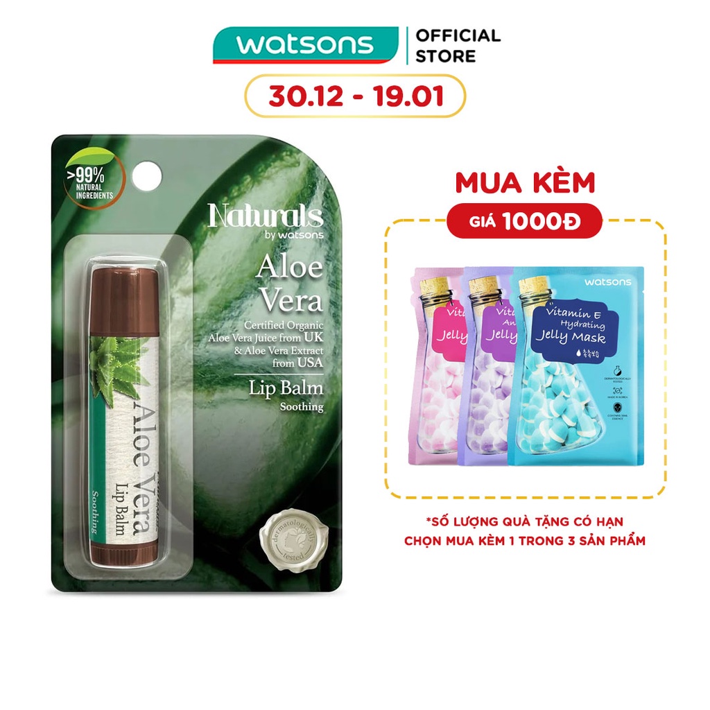 Son Dưỡng Ẩm Naturals By Watsons Aloe Vera Lip Balm Chiết Xuất Từ Lô Hội 4.5g