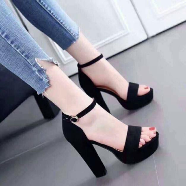 Giày cao gót đúp vuông 10p quay ngang bít gót  __LZ011