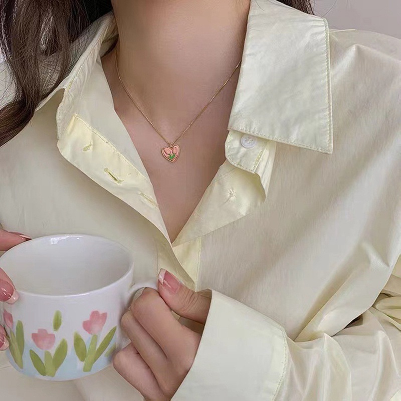 Vòng cổ Hình Hoa Tulip Đính Ngọc Trai Nhân Tạo Thời Trang
