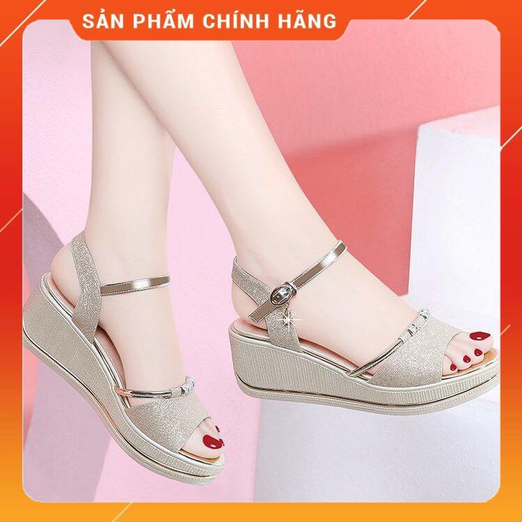 Dép cao gót nữ đế xuồng ⚡️ FREESHIP ⚡️ dép nữ thời trang,đế cao 5p,đính nhũ sang trọng