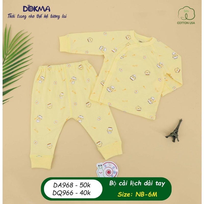 Bộ dài tay sơ sinh cài lệch Dokma