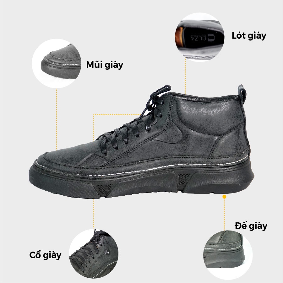 Giày da nam G2 kiểu dáng thể thao đế cao su êm chân thoáng khí, Giày thể thao bằng da bò cao cấp độn đế tăng chiều cao