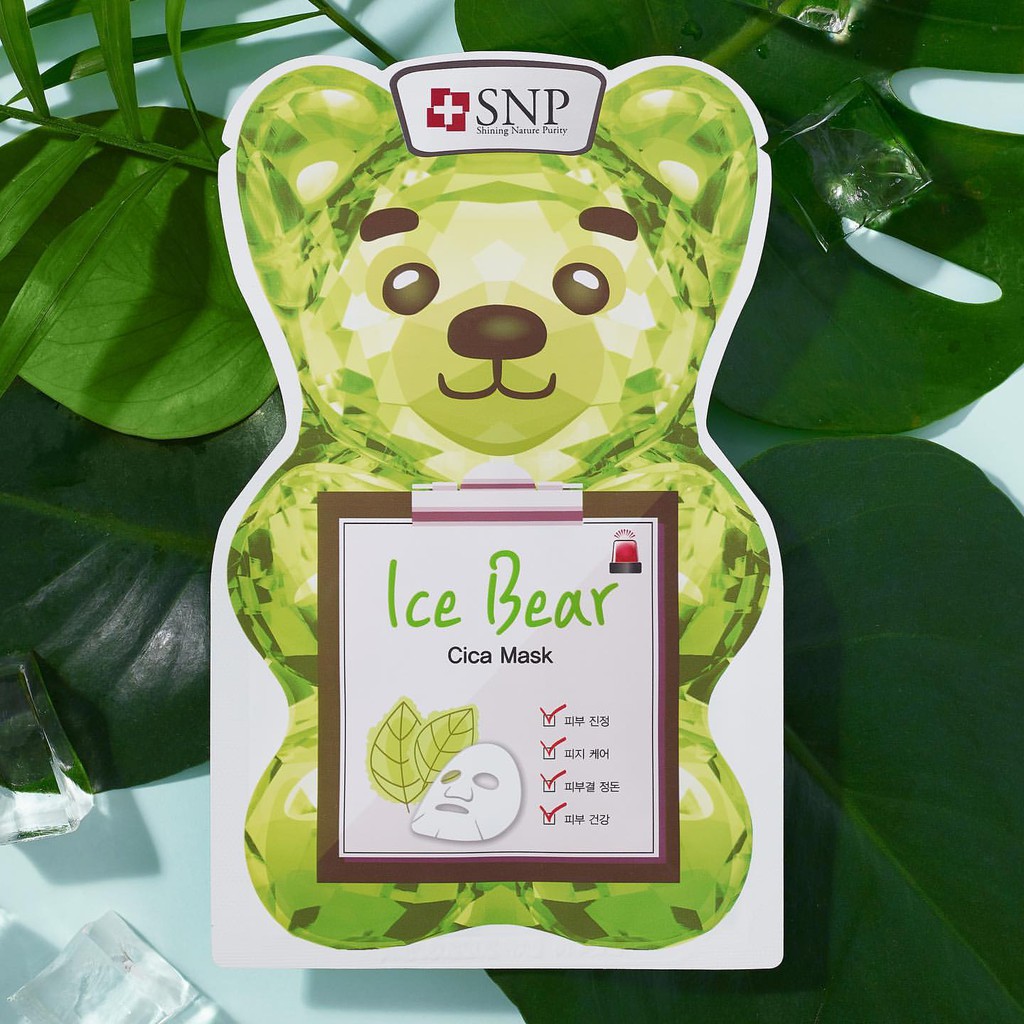 Mặt Nạ Gấu Băng Dịu Mát Cho Da Nhạy Cảm SNP Ice Bear Cica Mask 33ml