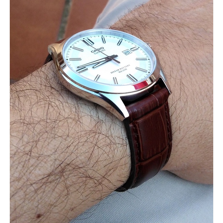 Đồng Hồ Casio Nam MTS-100L-7AV - Dây Da - Kính Saphia - Pin 10 Năm