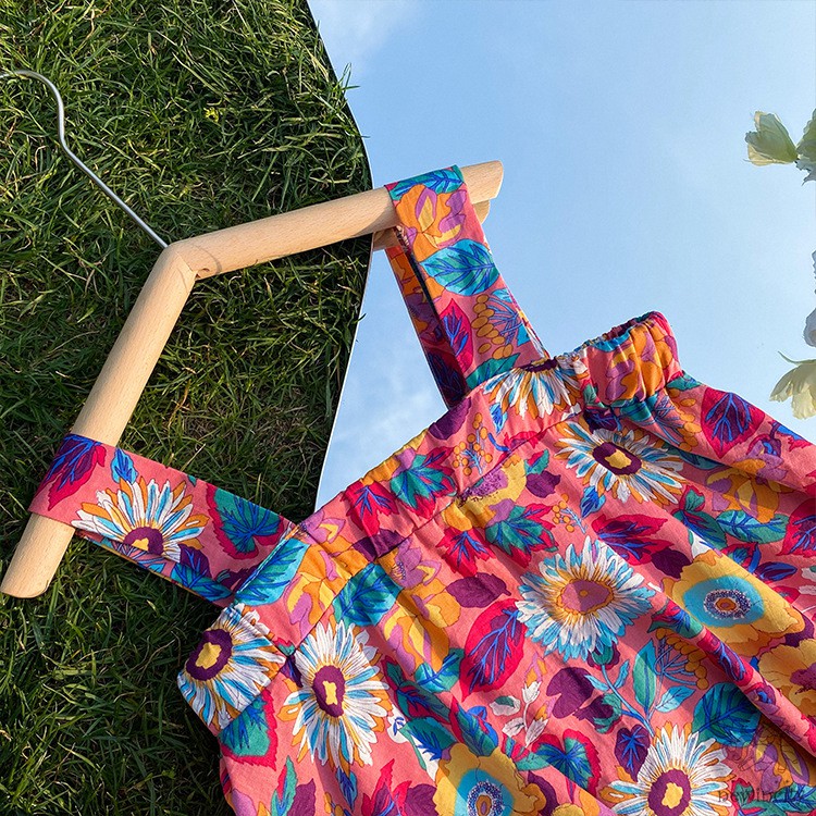 Đầm Hai Dây In Hoa Phong Cách Hàn Quốc Thời Trang Mùa Hè Cho Bé Gái