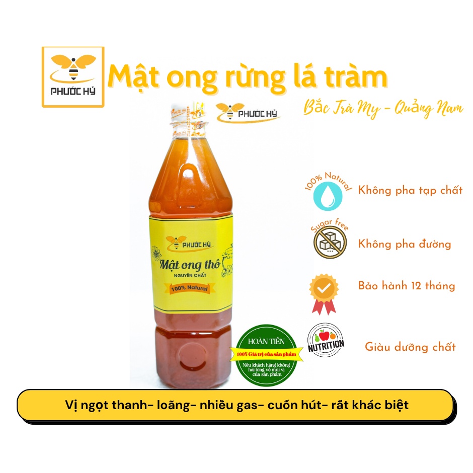 Mật ong tự nhiên rừng lá tràm 1 lít thiên nhiên nguyên chất