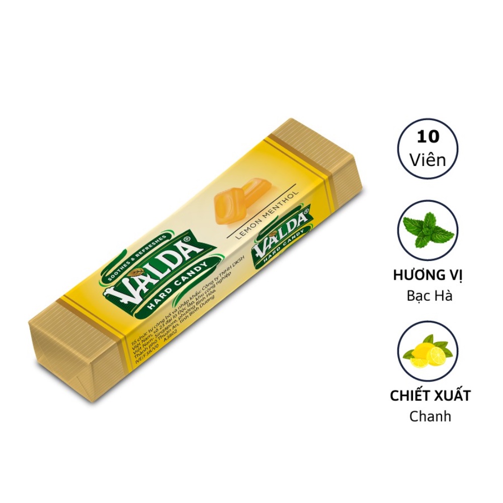 Combo 1 hộp kẹo ngậm Valda 50 viên/hộp và 3 gói kẹo dẻo Valda 20 viên/gói và 3 thanh kẹo Valda Hardy các vị