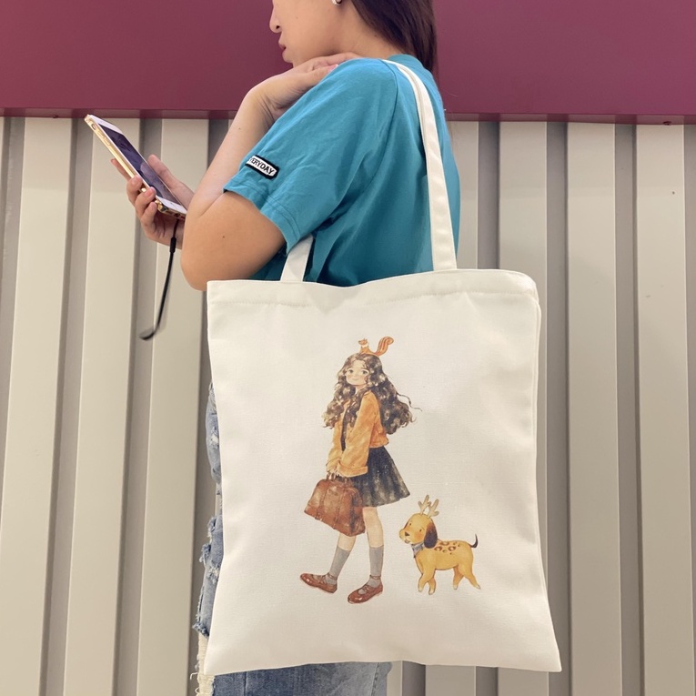 [Hàng tặng không bán] Túi Canvas Tote vải bố kiểu dáng hàn quốc