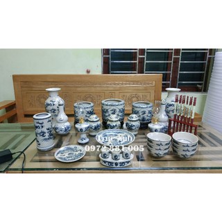 Bộ đồ thờ men rạn rồng đen