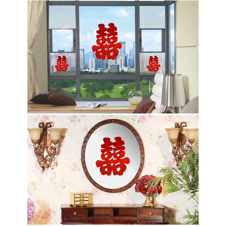 Chữ Hỷ bóng kiếng dán xe cưới, dán kính, dán cửa kính