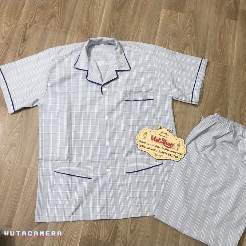 Bộ pijama nam trung niên-bộ ngủ ông già cộc tay