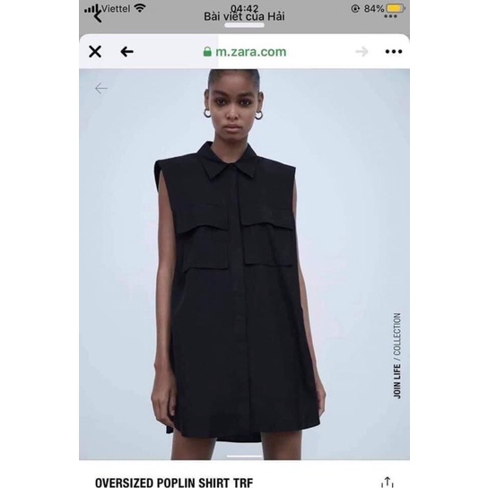Áo váy sơ mi zara auth size xs