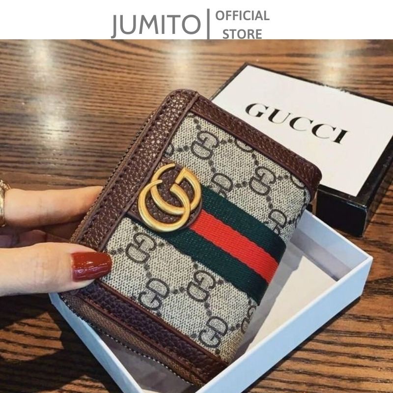 Ví nam nữ guci dáng ngang fullbox 2 size cầm tay cao cấp JUMITO T1.034.NGAN