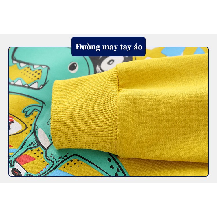 Bộ quần áo nỉ dài tay bé trai WELLKIDS đồ bộ thu đông da cá cho bé