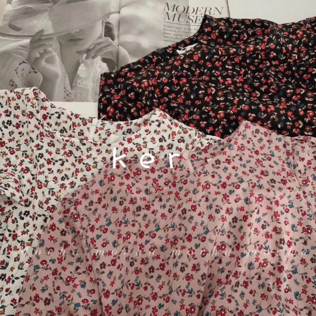 Váy hoa nhí ngắn tay cổ tròn vintage 🌸 VKE190-12 Hàng Quảng Châu | BigBuy360 - bigbuy360.vn