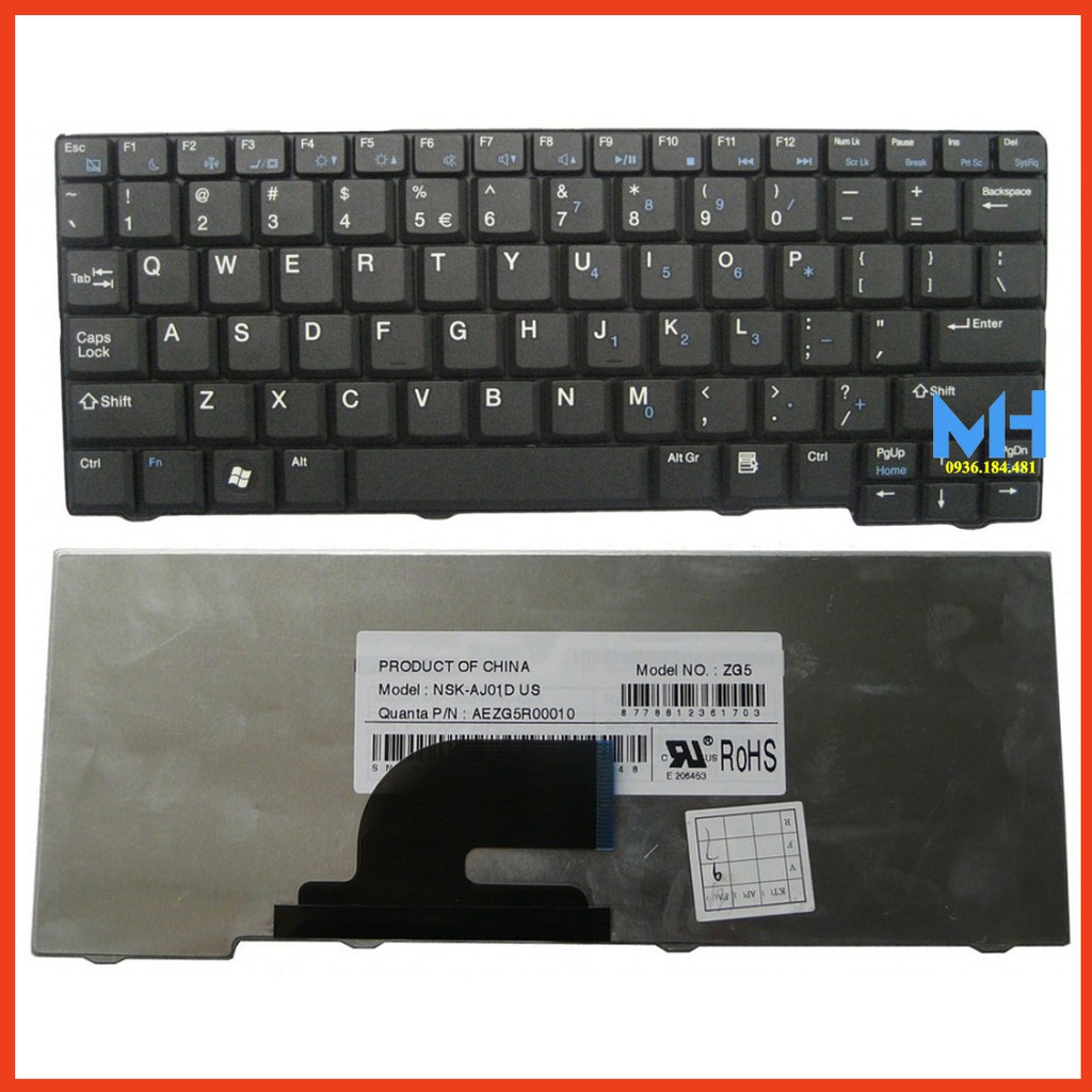 bàn phím laptop acer one A110,A150,ZG5,D150,D250,ZG8,benq u102,u106,u107 EM250 Gateway N214,571,531,LT10,LT1000,LT1005