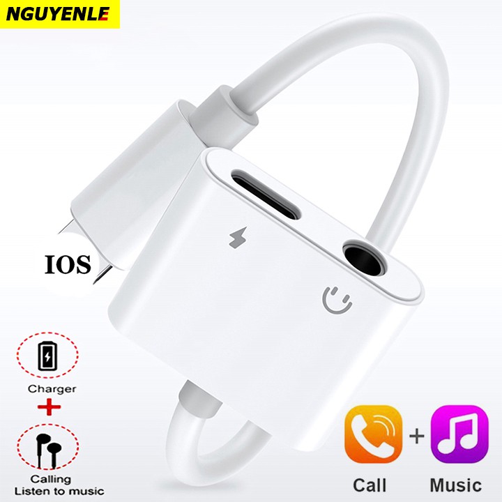 Cáp Chuyển Đổi 2 in 1 Vừa Sạc Vừa Cắm Tai Nghe cổng Lightning và Jack 3.5 dành cho iphone