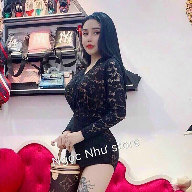 Jumpsuits Ren Có Lót Trong Tay Dài Cổ Chữ V