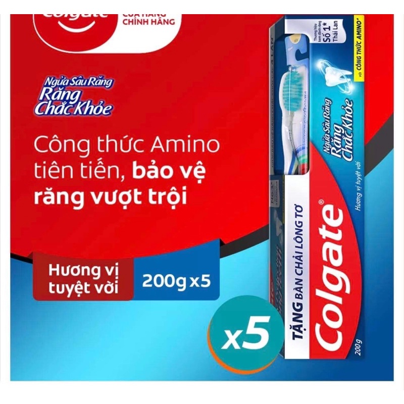 Kem đánh răng Colgate ngừa sâu răng vượt trội công thức cải tiến hương vị tuyệt vời 200g/tuýp tặng bàn chải đánh răng