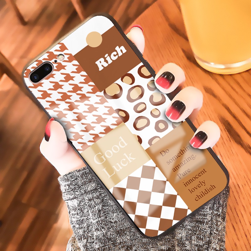 Ốp iphone lưng kính Caro good luck dành cho iphone 6 đến 14promax - K368