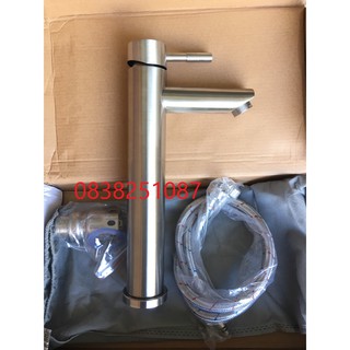 Vòi rửa mặt lavabo nóng lạnh cao 30cm inox 304