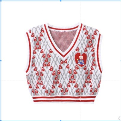 Korean cute bear embroidery V-neck sleeveless vest sweater