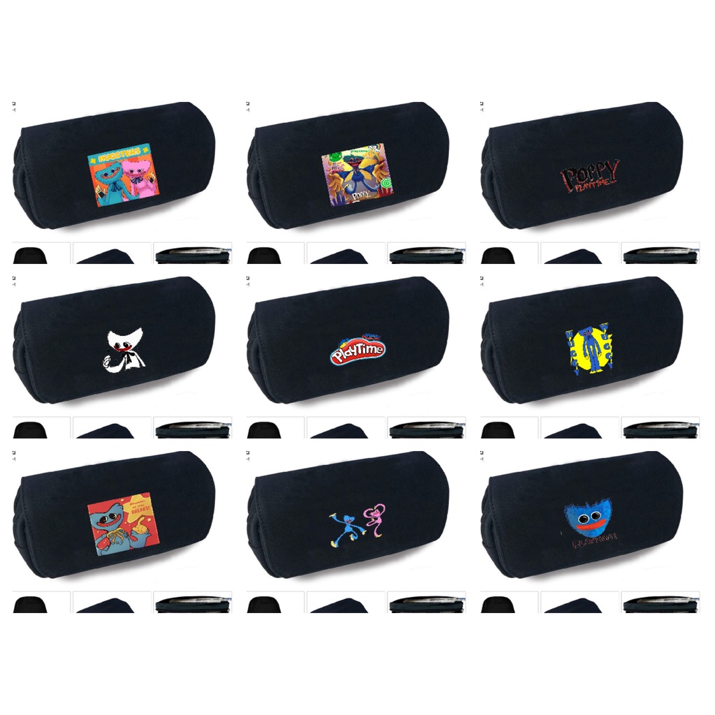 Hộp bút vải canvas khóa trắng in hình game POPPY PLAYTIME đi học tiện lợi anime chibi