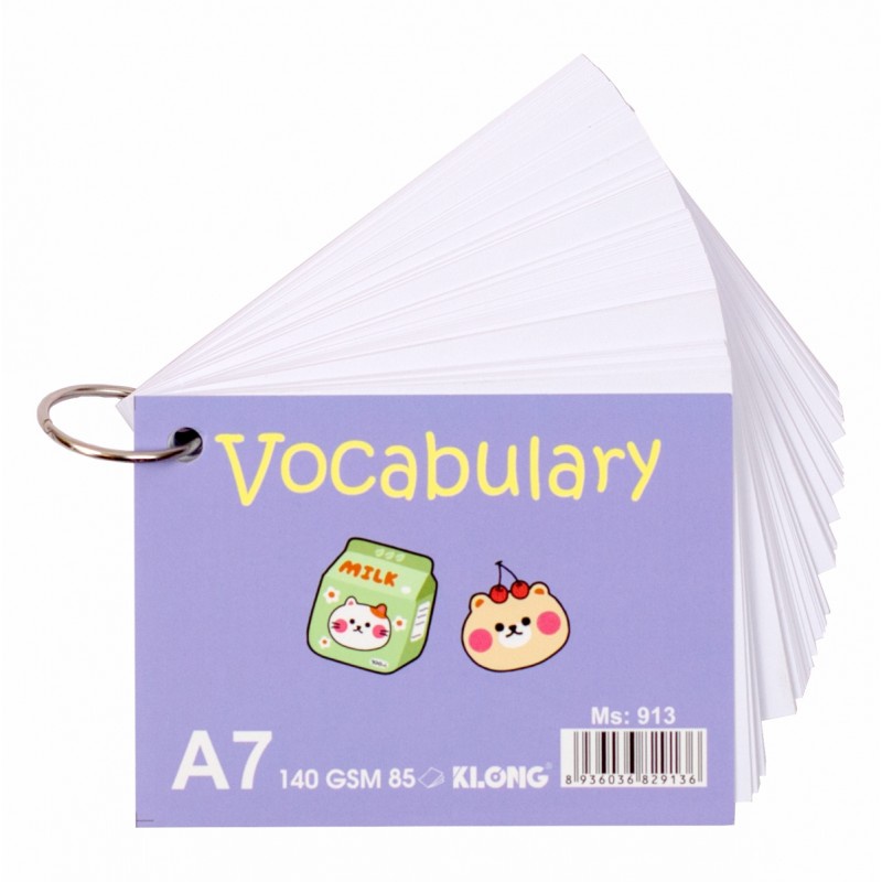 Tập thẻ Vocabulary Card KLONG A7 85 tờ 140/92; MS: 913