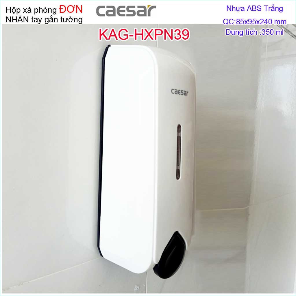 Hộp đựng xà phòng đơn Caesar  KAG-HXPN39-Trắng-White, hộp nhấn xà phòng đựng sữa tắm, dầu gội đầu