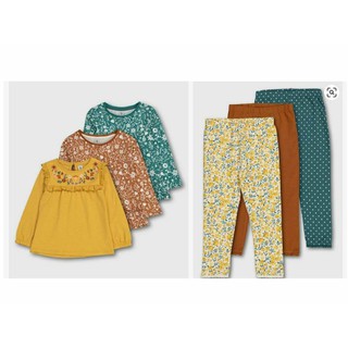 Set 3 áo HOẶC 3 legging hoa bé gái Tu.clothing UK Auth size 1-1.5y, 2-3y, 3-4y