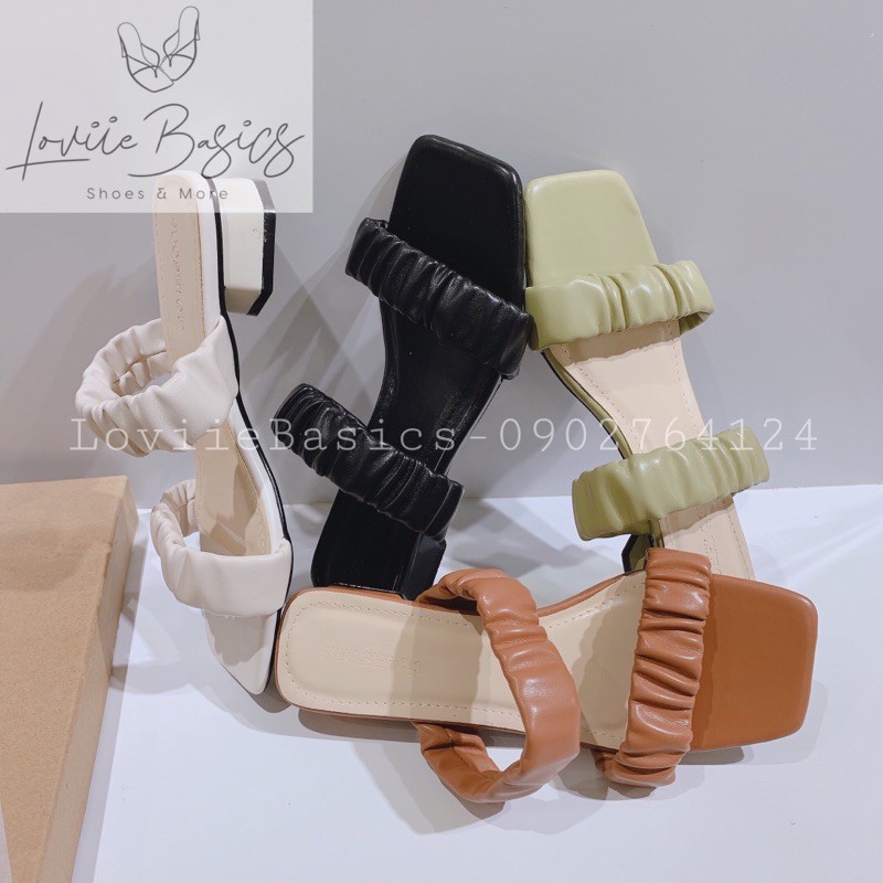 [Mã SKAMFSW175 giảm 10K đơn 50K] GUỐC NỮ QUAI NGANG LOVIIE BASICS - DÉP GUỐC CAO GÓT CHẤT DA SÁP MỊN 3 PHÂN D210433