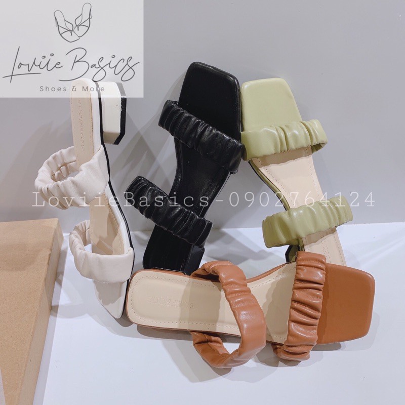 LOVIIE BASICS - DÉP NỮ CAO GÓT THỜI TRANG 2 QUAI ĐẾ VUÔNG - DÉP NỮ THỜI TRANG QUAI BÈO NHÚN - DÉP GUỐC NỮ 3CM D210409