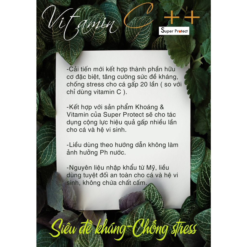 Vitamin C ++ Siêu tăng đề kháng cho cá cảnh, chống Stress, chống sốc chuyên dụng cho cá Koi Super Protect